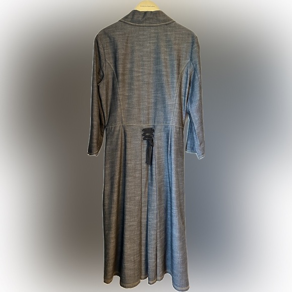 Vintage 1940s 1950s Button Down Denim Vibe Chambray Dress Size Large - Picture 3 of 7